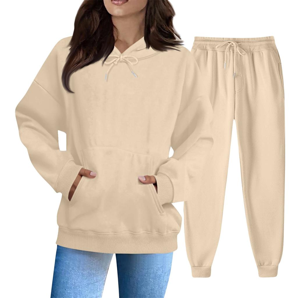 Women's Solid Color Sweatshirt Set (sweatshirt + Sweatpants)