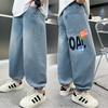 Boys' Casual Letter Print Loose Jeans for Spring/Summer - Lightweight Long Pants for Kids
