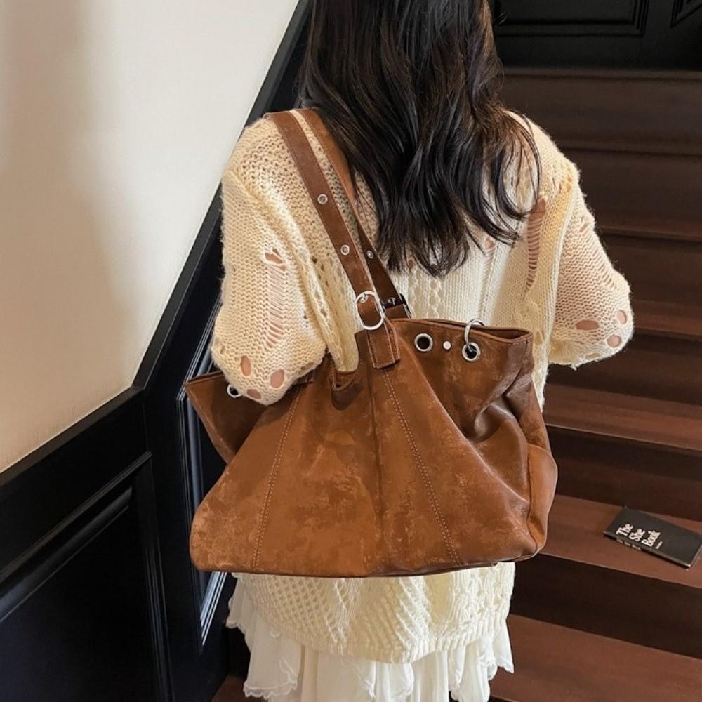 PU Leather PU Tote Bag Solid Color Underarm Packs Cute Large Capacity Handbag Outdoor