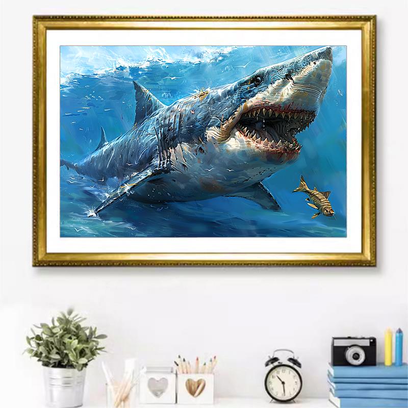 5d DIY Diamantmalerei Kreuzstich Meereswelt Hai Diamantstickerei Mosaik Vollrunde Bohrer Heimdekor Kunst