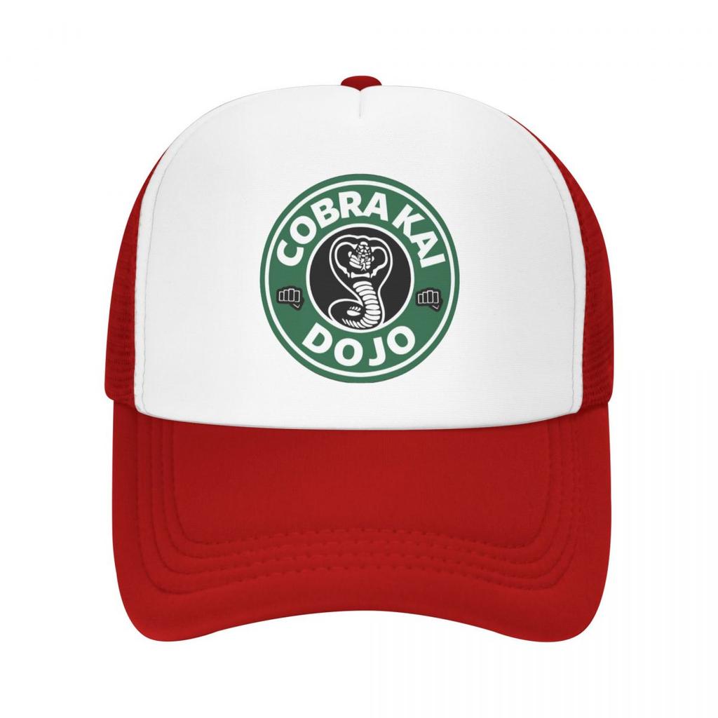 Cobra Kai Dojo Coffee Logo Baseball Caps Unisex Snapback Hats Lovers Trucker Caps Women Breathable Mesh Visor Bones