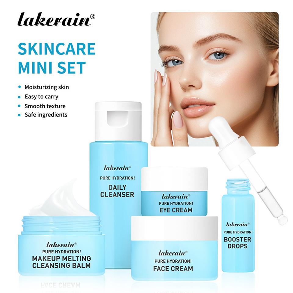 Hautpflege Mini-Set Reiniger Make-up Entferner Feuchtigkeitscreme & Augencreme zur Hydratisierung der Haut Flugzeugfreundliche Größen Hautpflegeset Anti-Falten Hautpflege