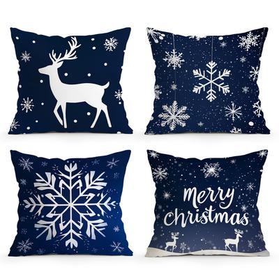 Christmas Snowflake Pillowcase Printed Polyester 40/45/50cm Throw Pillowcover Decorative Sofa Cushion Pillowslip Home Decor