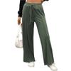 Fall Winter New Women's Solid Color Derong Drawstring Pocket Loose Casual Long Pants Leisure Trade Europe America