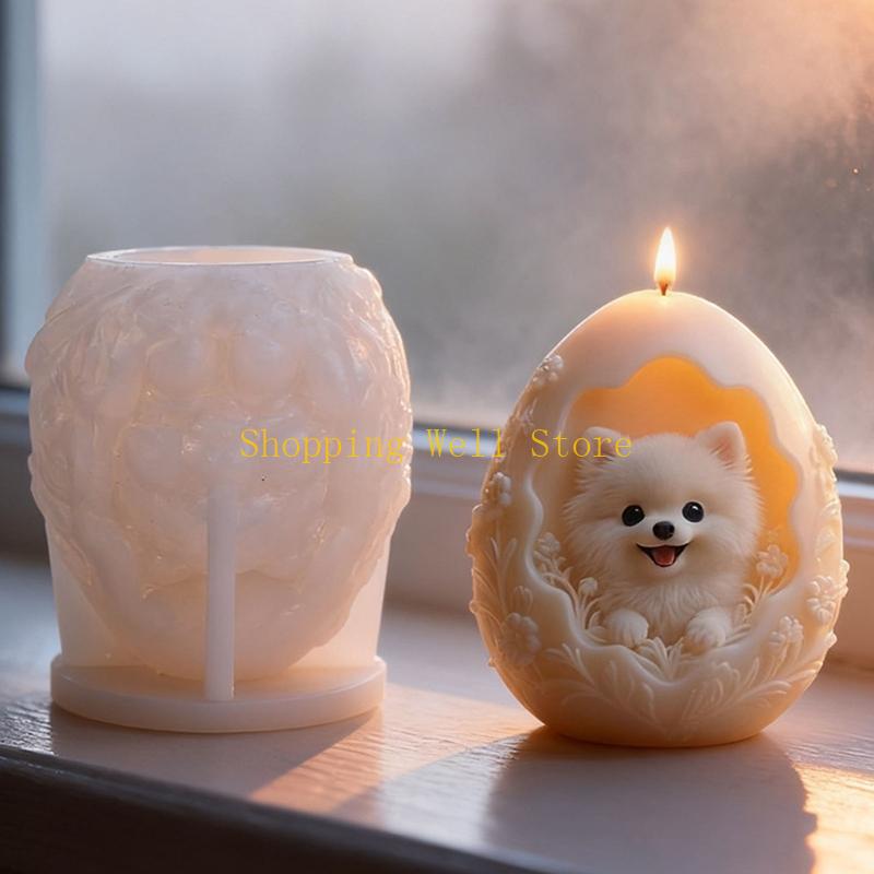 Eggs Shape Dog Embossed Silicone Molds Heat Resistant Food Grade Silicone for Epoxy Resin Making Candle Soap Chocolate