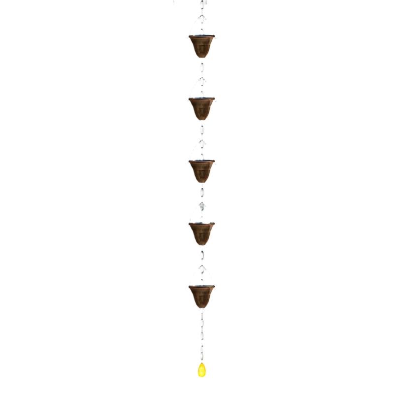 Stylish Outdoor Rain Chain 121.5cm Length With 5 Cups Perfect For Roof Drainage And Landscape improve