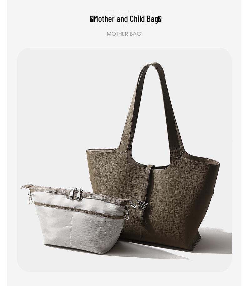 2024 Genuine Leather Women's Large Capacity Tote & Shoulder Handbag for Work - Cowhide, Autumn Collection