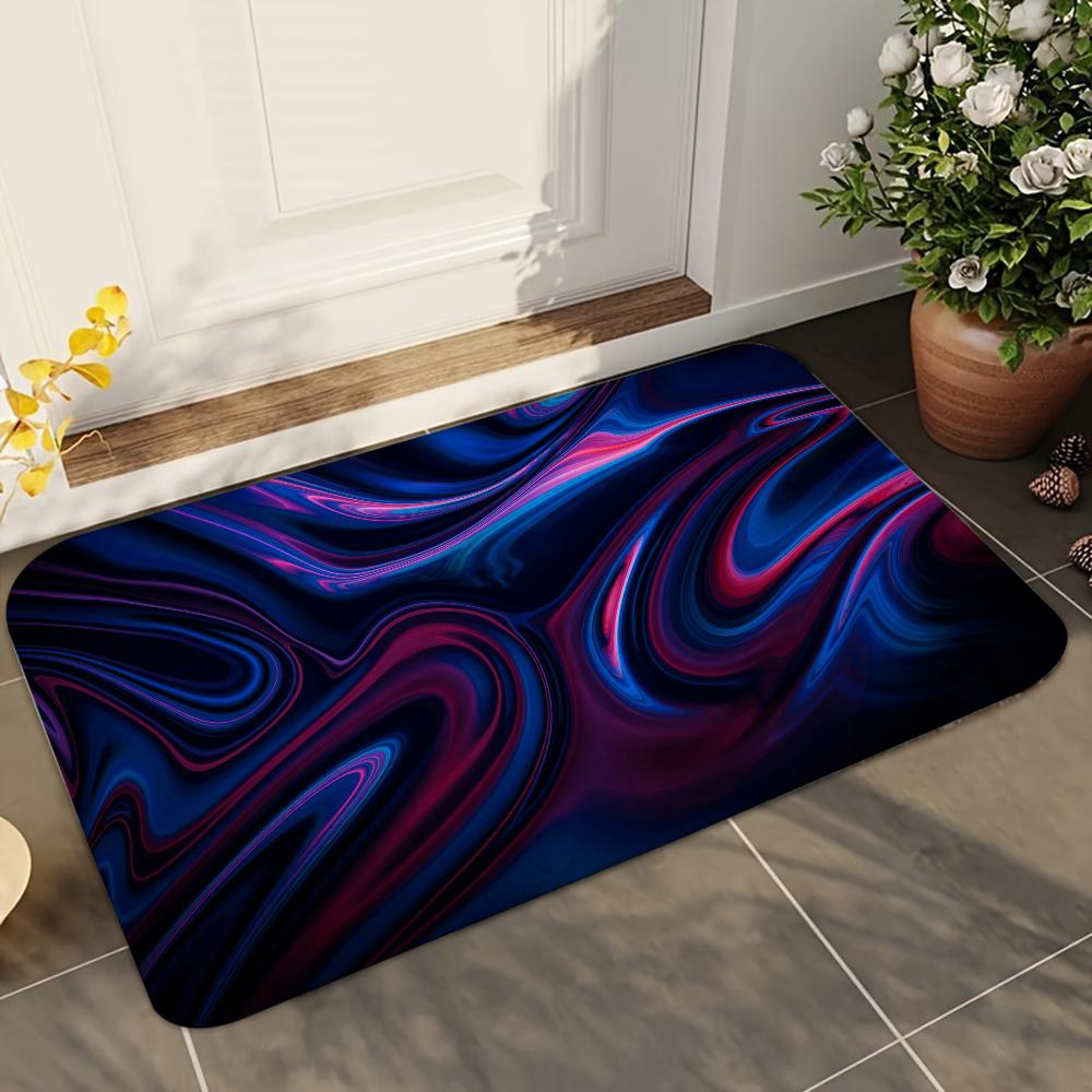 1pc Purple White Wave Gaming Bathroom Absorbent Mats Anti-Slip Mats Home Decor Supplies Carpets Home Kitchen Floor Mats