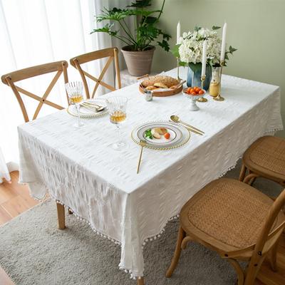 French Romantic Table Cloth Cotton Linen Tablecloth Rectangular Tea Coffee Table Cover For Party Wedding Home Decor Mantel