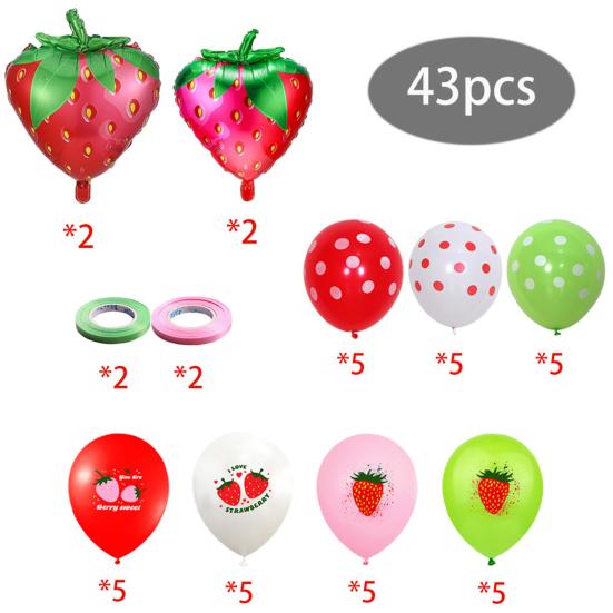 1 Set Sweet Strawberry Aluminum Film Balloons Set DIY Scene Layout Party Decoration Kids Inflatable Fruit Balloons Toy Birthday Party