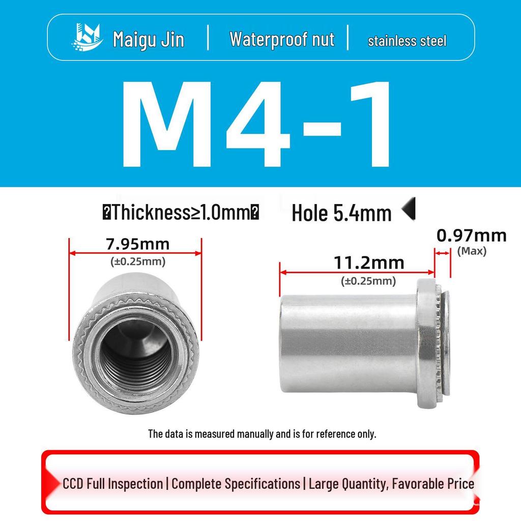 304/316 Stainless Steel Waterproof Sealing Nut, Press-In Thread, BS/BS4/BSS-M3M8