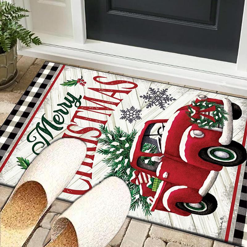 Christmas Vintage Truck Office Rug Chair Mat, Game Carpet, Suitable for Front Door, Bedroom, Living Room, Desk, Holiday Gift