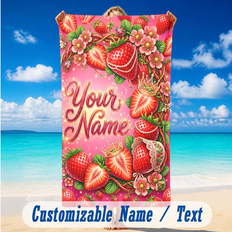 Floral Garden Theme Beach Towel Personalized Custom Name & Text Soft Quick Dry Beach Towel for Swimming Travel