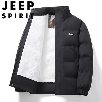 JEEP SPIRIT Men's Lamb Wool Stand-Collar Winter Jacket