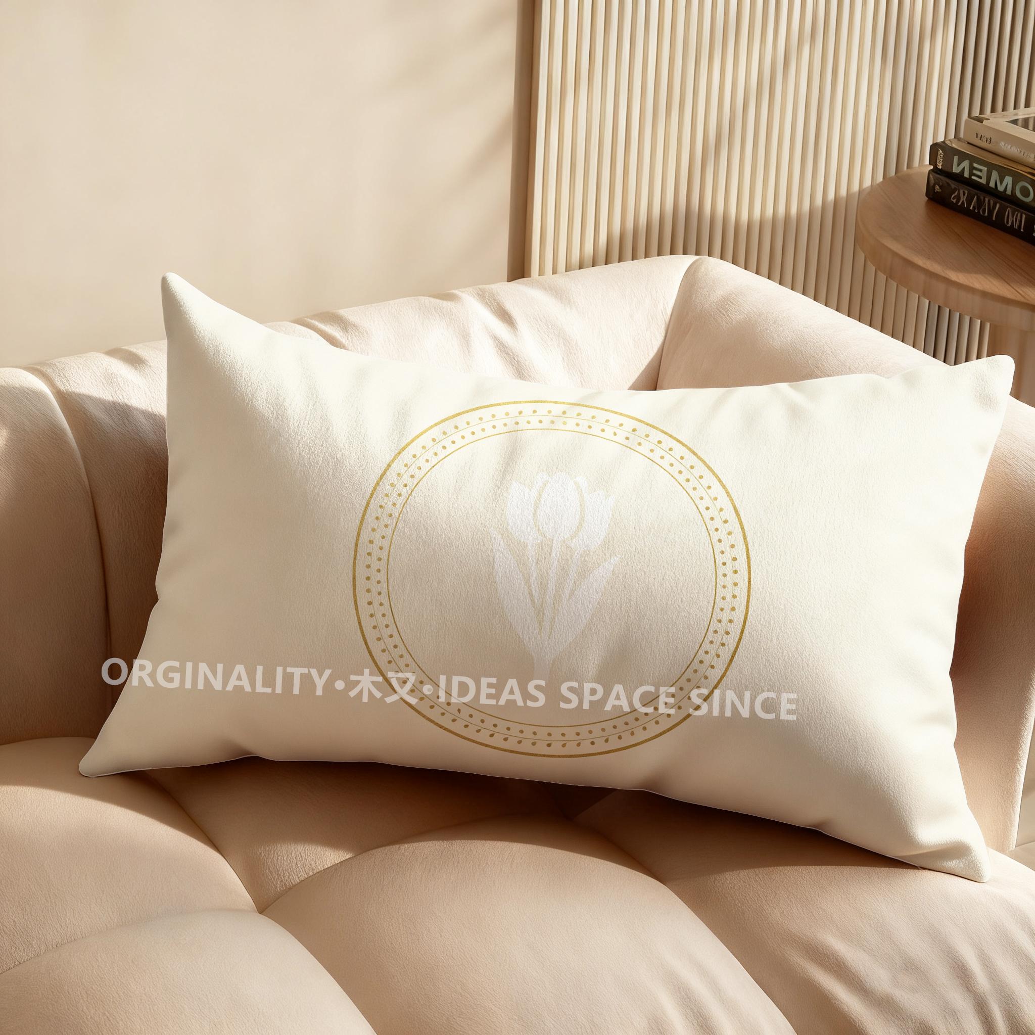 2D Tulip Circle Pattern Throw Pillow Suitable For Sofa Bedroom Car Pillow Cover Cushion Rectangular Back Cushion 30x50cm