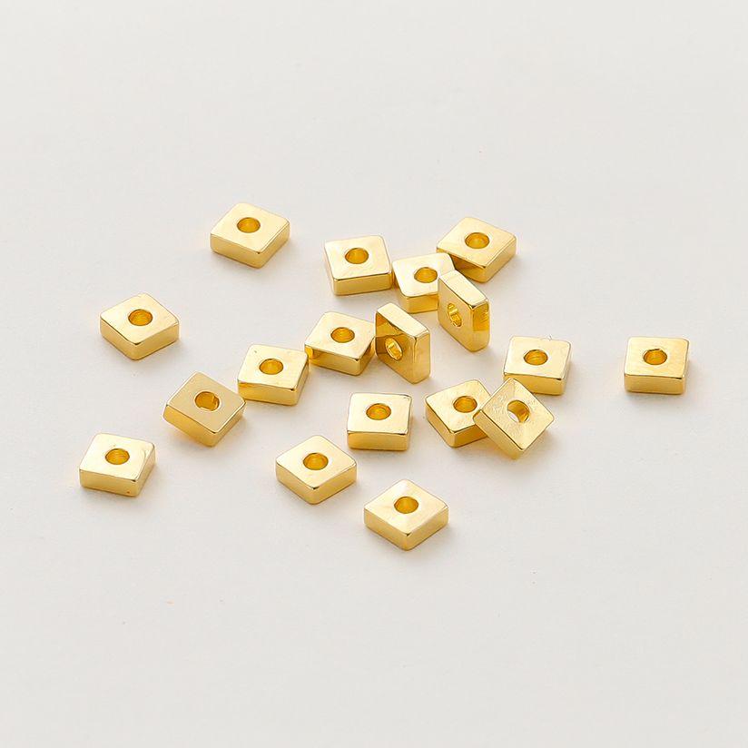 30-100pcs/lot 14K 18K Gold Silver Plated Square Flat Loose Spacer Beads Bracelet Decorate Beading For DIY Jewelry Crafts Finding