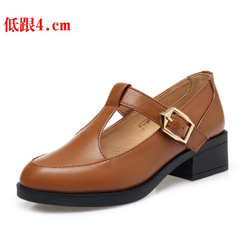 

Большой размер 35-43 Туфли с Т-образным ремешком и толстым каблуком Женские из натуральной кожи Туфли на высоком каблуке Женские туфли на платформе Обувь для танцев для мамы 37