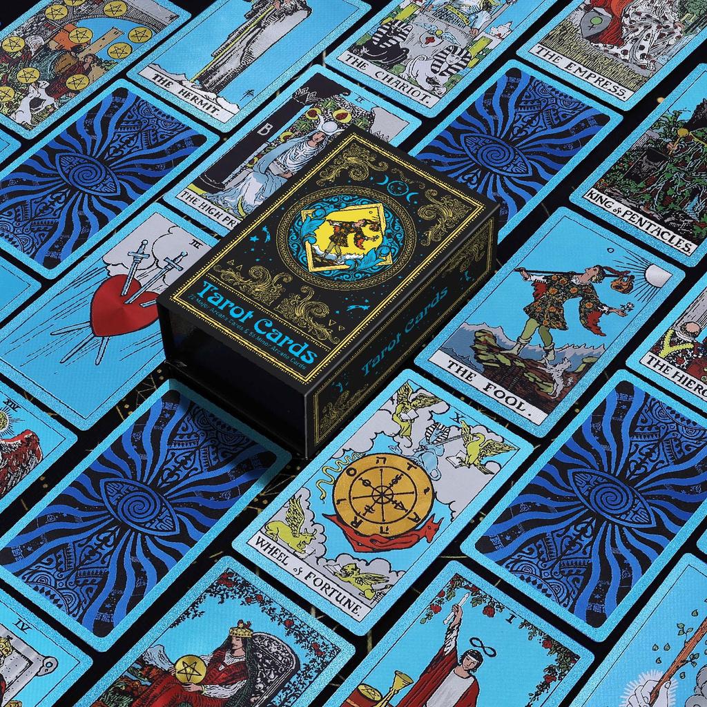 Gold Foil Waite Tarot Cards: Waterproof PVC Deck for Beginners & Board Games.
