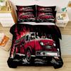 Cartoon Fire Truck Microfiber Anime Quilt Cover with Zipper,Childrens Bedding Comforter Set Duvet Cover and Pillowcases 75*50cm