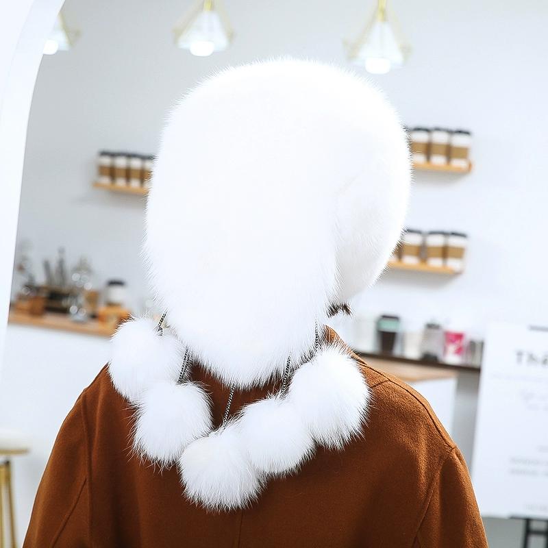 Fur Hat Female Winter Korean Version Tide Raccoon Hair Ear Protector Fox Hair Shawl Hat Outdoor Warm Bud Beret