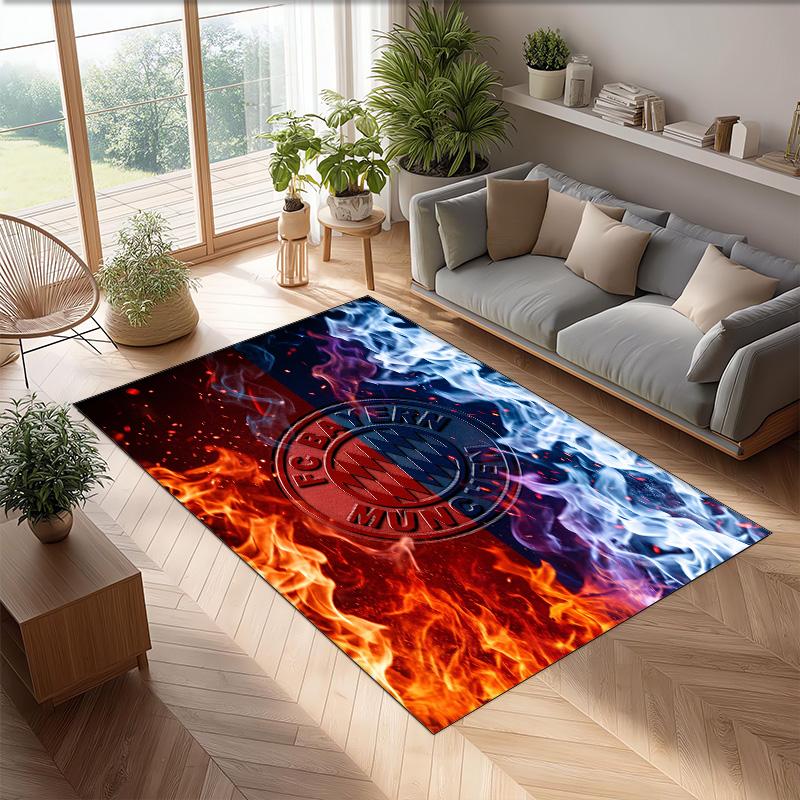 Alfombra Suave de Área con Patrón de Fútbol del Bayern de Múnich, Alfombra de Suelo Interior Antideslizante, Esterilla Decorativa Deportiva para Dormitorio