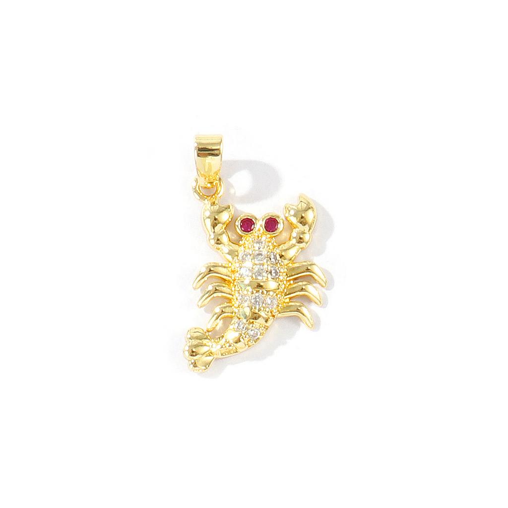 2 Pcs Cubic Zirconia Ocean Charms Turtle Lobster Crab Sun Gold Plated Enamel Micro Pave Brass Pendants For DIY Necklace Making