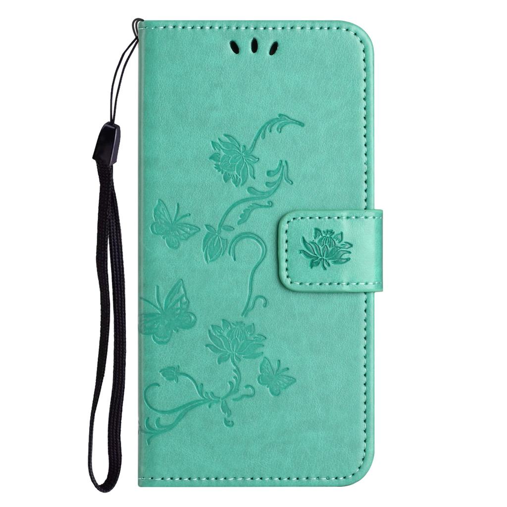 For iPhone 16 Plus Case PU Leather Wallet Phone Cover Butterfly Flower Pattern