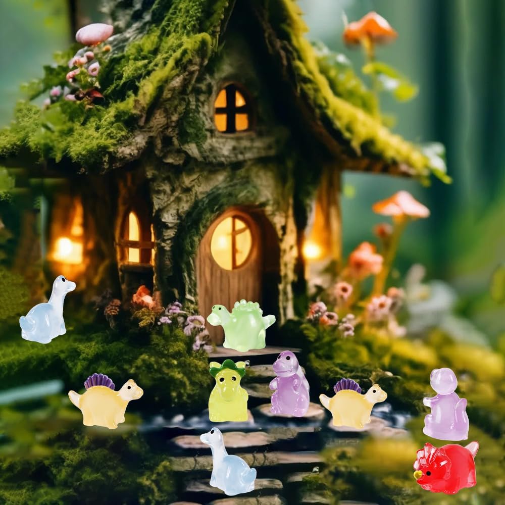 30Pcs Luminous Mini Resin Dinosaurs - 6 Styles, Glow In The Dark Miniature Animals For Micro Dollhouse, Aquarium Decorations