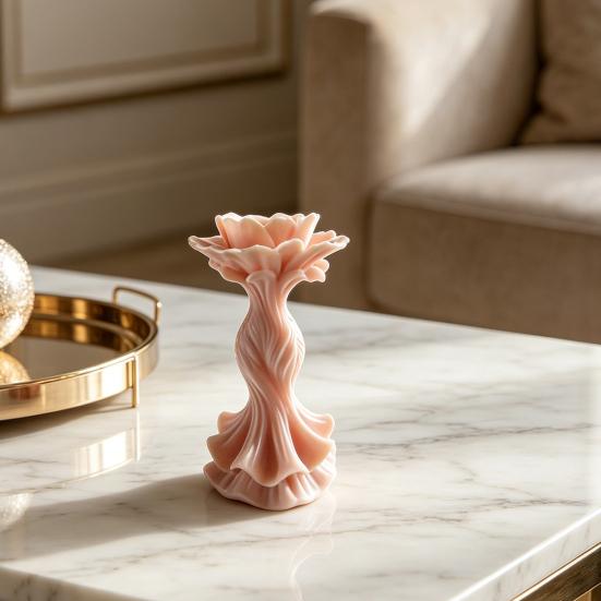 3D Printed Elegant Twisted Dress Figurine, Small Rose Flower Statue for Living Room, Bedroom, Shelf, TV Cabinet Decor