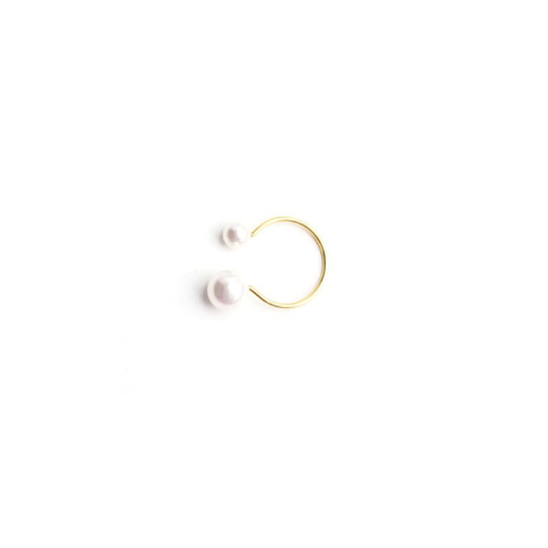 RACOHA Simple Line Pearl Ear Cuff (silver Pearl Ear Cuff)