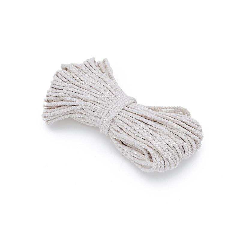 DIY цветная хлопковая веревка, ручная работа, DIY плетеный шнур 3 мм, декоративная цветная хлопковая веревка, веревка для шляпы, веревка для бирки 20m white