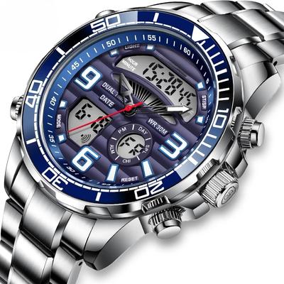 Topmarke Luxus Digital Herrenuhren Top Luxus Sport Quarz Armbanduhr für Herren Vollstahl Militärisch Wasserdicht Uhr+Box