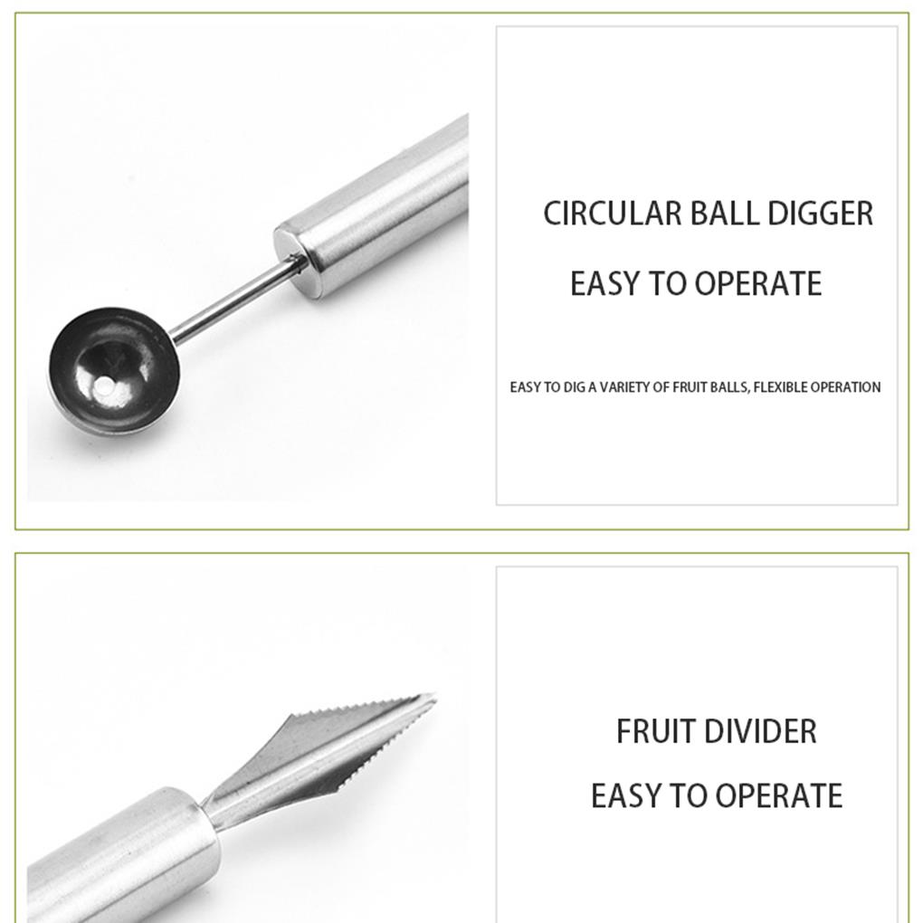 Багатоцільова ложка для вирізання кульок кавунового морозива, слайсер для фруктової тарілки, нержавіюча сталь, кухонні гаджети, інструмент для вирізання