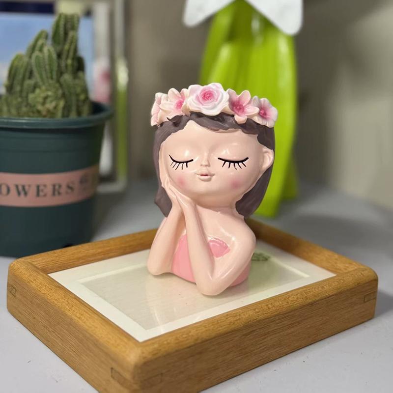 1/4Pcs Cute Fairy Flower Pot Resin Figure Planter Flower Pot For Plant Resin Ornament For Desktop Home Office Decor
