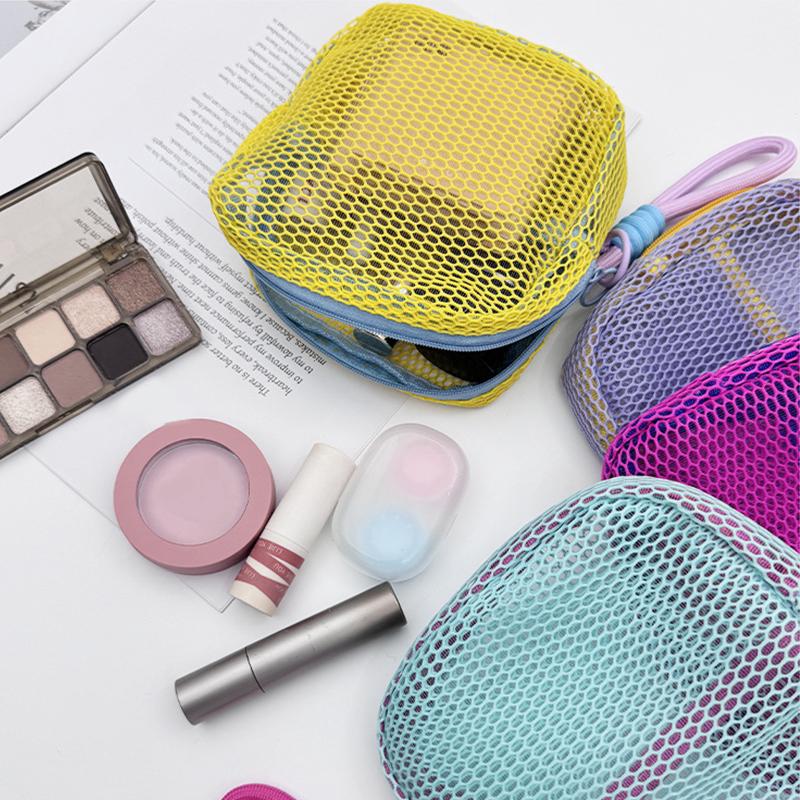 1PC Multicolored Durable Mesh Carried or Hung Grid Storage Bag Convenient Travel Saving Space Orderly Manner