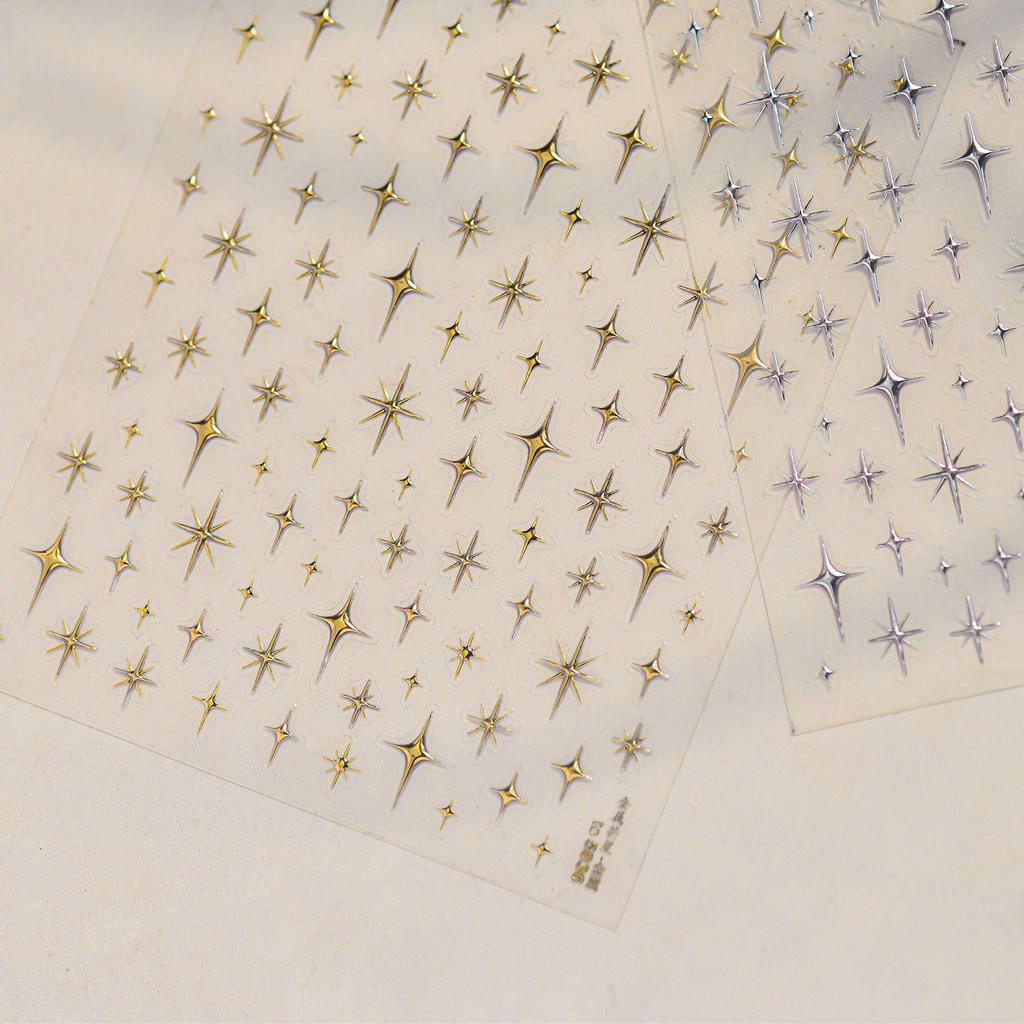 Tomoni Iridescent Star Embossed Nail Stickers - Colorful & Fashionable Decor