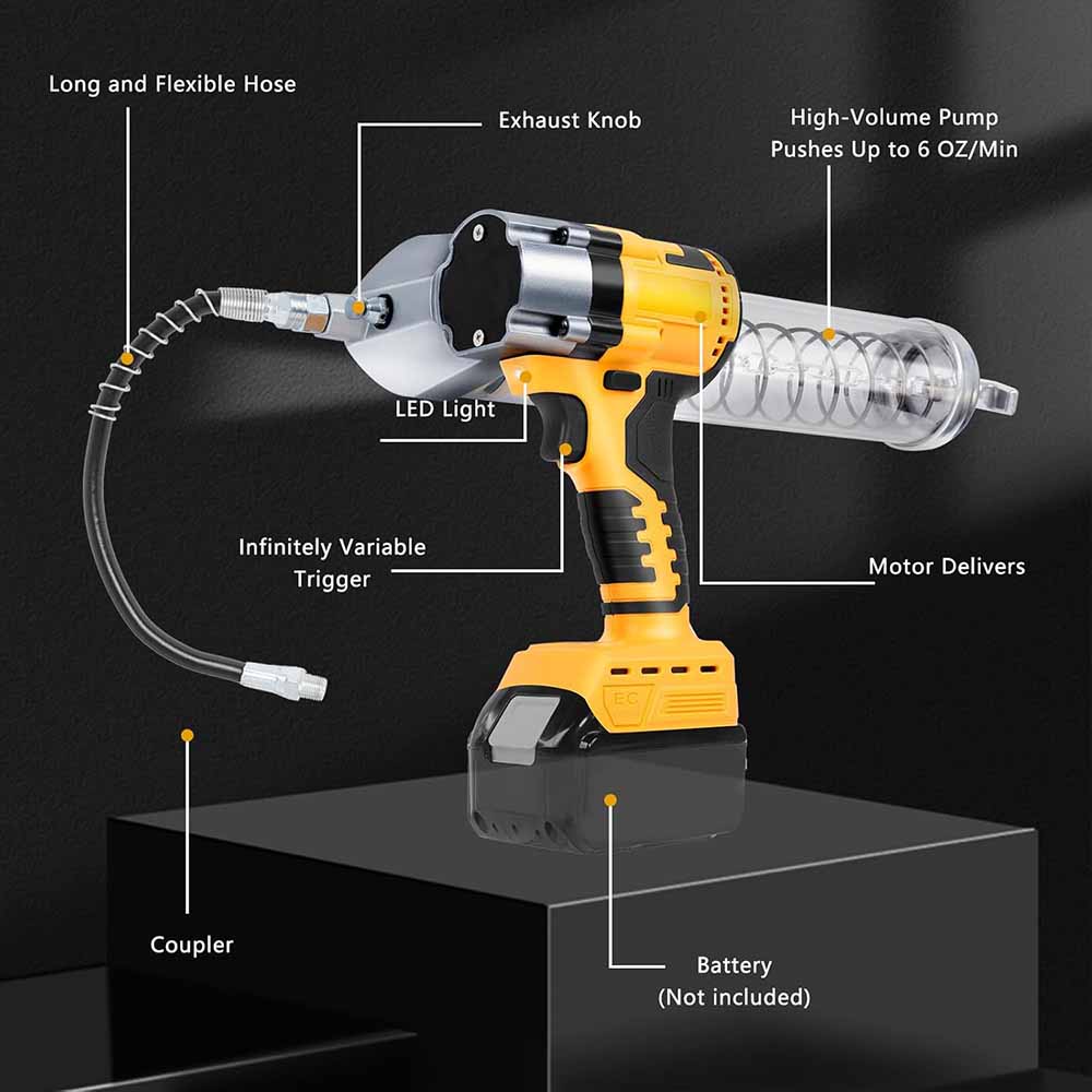 Brushless Electric Grease Gun Wireless Fully Automatic High-Pressure Excavator Specific Grease Gun Fit Makita/Dewalt 18V Battery