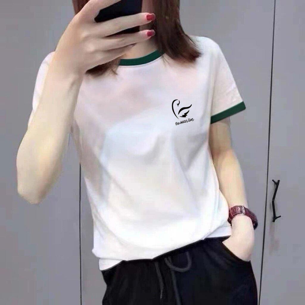 Korean Style High-End Color Block Collar Women's Slimming Loose Short Sleeve T-shirt