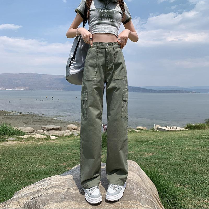 High Street Straight Work Trousers Women Spring and Autumn High Waist Loose Thin Casual Wide Leg Trousers