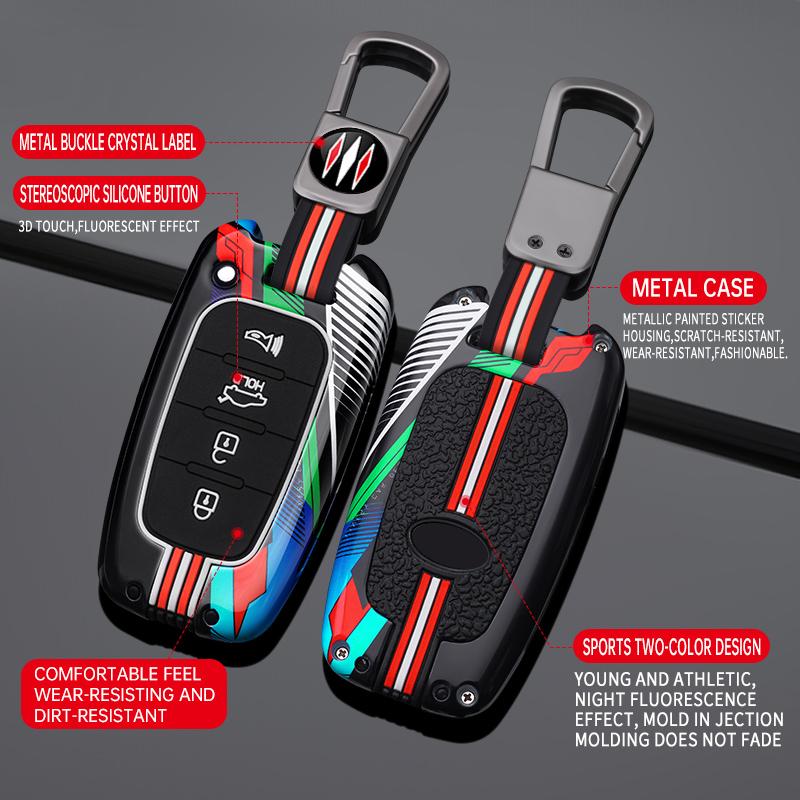 Interior Mouldings 3 4 Button Zinc Alloy Car Key Case Cover Fob For Hyundai IX35 Elantra Sonata 8 9 For Kia Sportage K5 K2 Soren