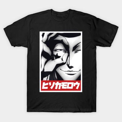 Men Black Print T-shirt Super Large TShirt Hisoka Morow Hunter X Hunter No-Cut Transfer Paper Print Cotton Tshirt