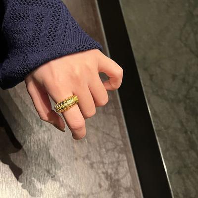 Anello Geometrico a Strisce Aperte in Zircone Light Luxury Design Sense da Donna Anello Premium