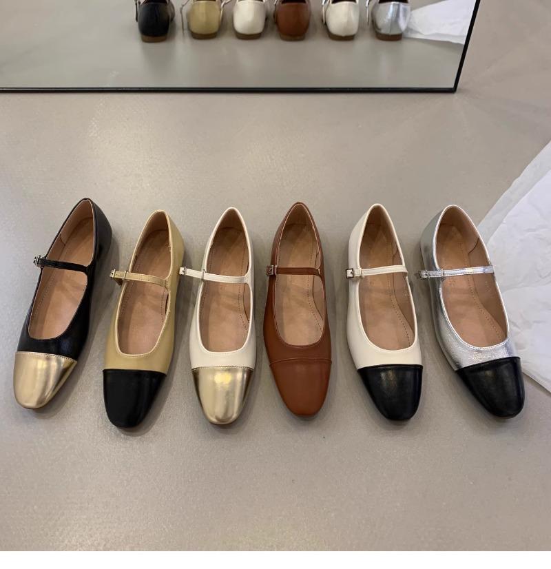Fashion French Gold Flat Shoes for Women's 2025 New Spring Autumn Silver Mary Jane Women Shoes Scoop Shoes Ladies Plus Size 42 43 44