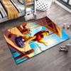 Long Rug Adult Simba Lion Sitting on Cushion by Ocean Pier Tropical Safari Art Decor