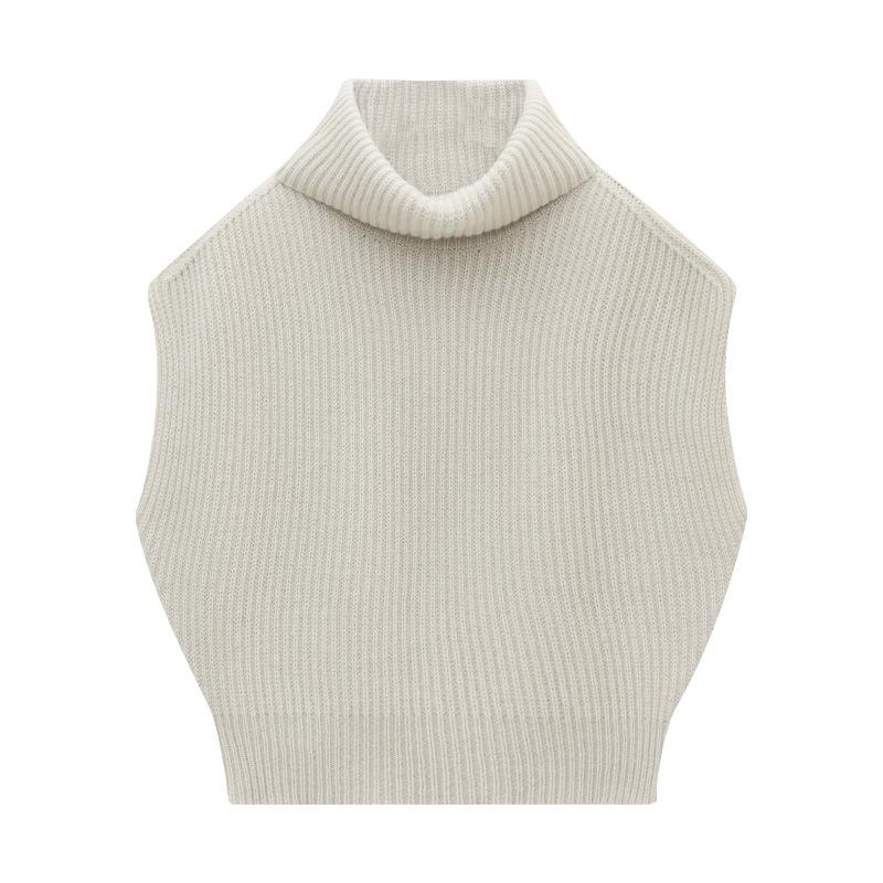 

Любовь и Нэнси Корейский стиль Высокий воротник Крупная вязка Без рукавов Шерстяной свитер One Size