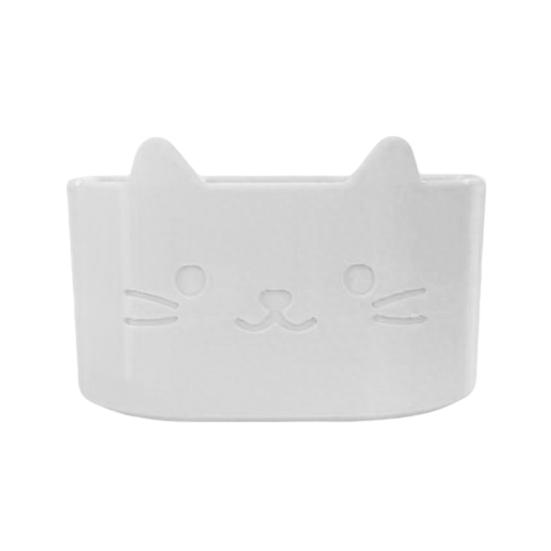 

Тримач для зубних щіток Дизайн мультяшного кота Багатофункціональний Органайзер для ванної Кімнати Тримач для пензлів для макіяжу Ручок Кухонного приладдя білий