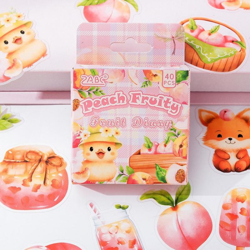 40-Sheet Cute Cartoon Fruit-Themed Stickers, Vibrant Fruit Patterns for Journal Embellishment, Notebook Decoration