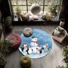 Snowy Day Penguin,Round Area Rug,Carpet Rug for Living Room Bedroom Sofa Playroom Decor,Non-slip Floor Mat