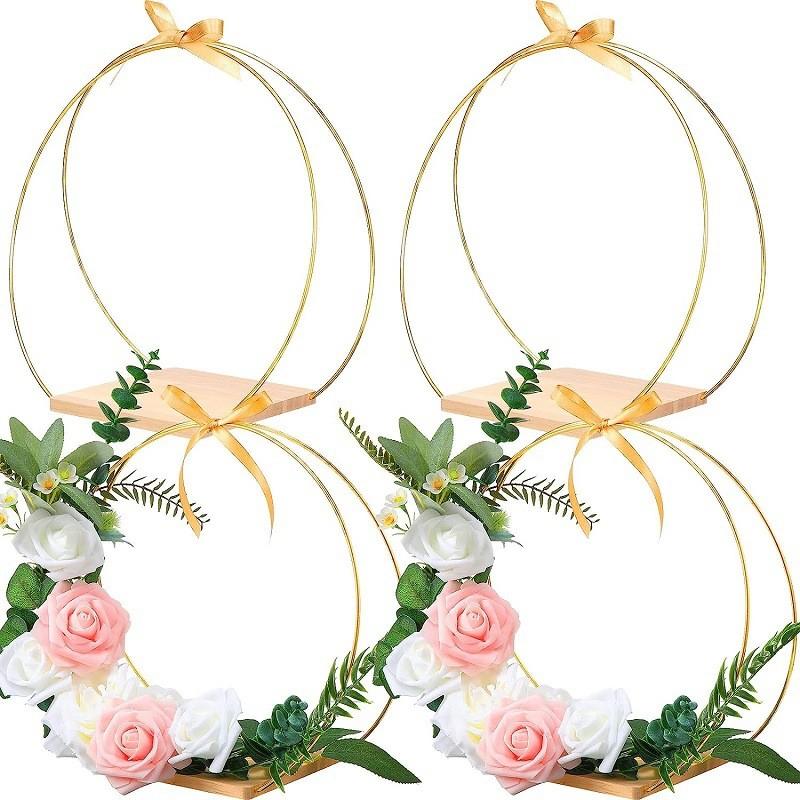 Metal Garland Wood Base Wedding Party Table Ornaments Diy Decoration Wreath