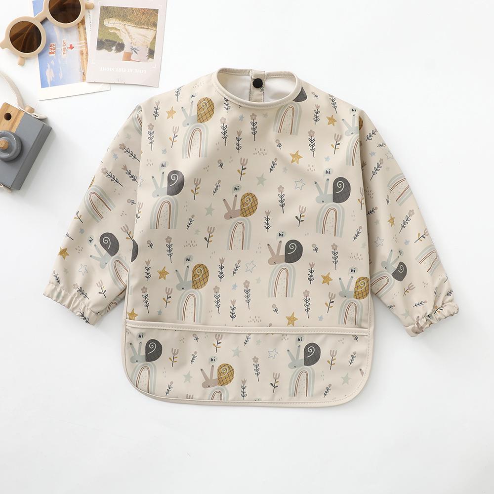 Waterproof Reversible Smock Bib for Babies - Super Soft, Food Catcher, Anti-Stain, Feeding Bib